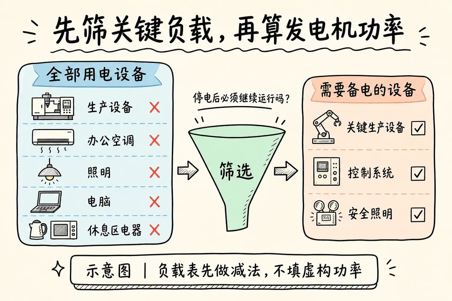 柴油发电机功率怎么算:为什么不能只加设备名牌上的千瓦