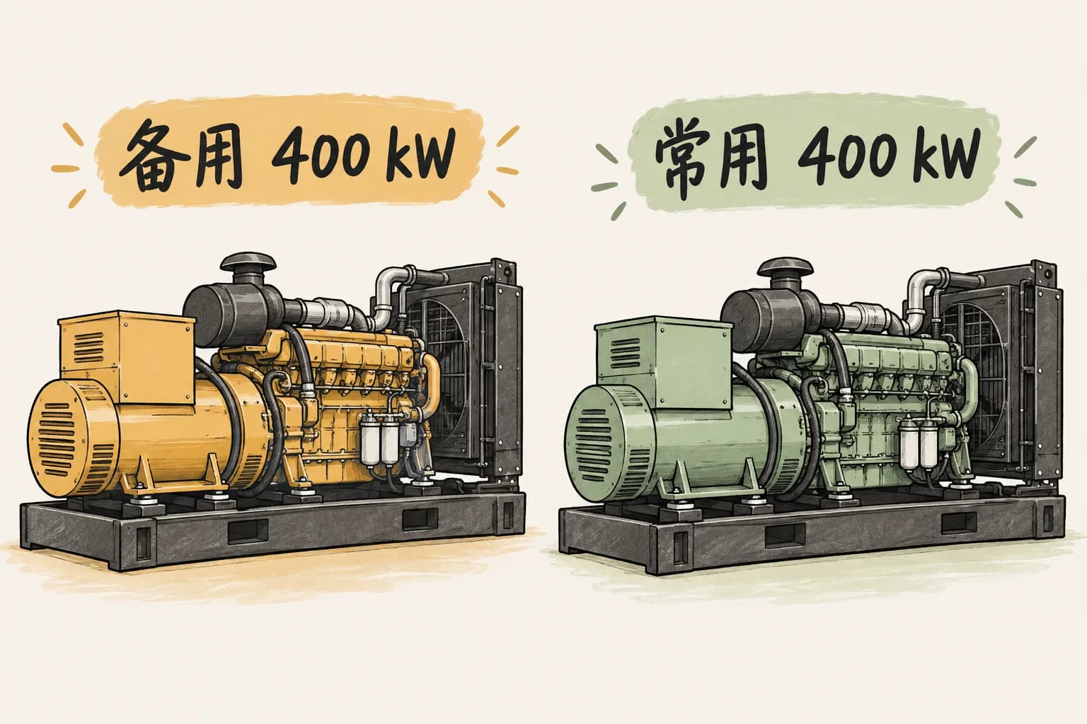 400 kW 柴油发电机组选型：为什么同一功率标称对应不同的额定工况