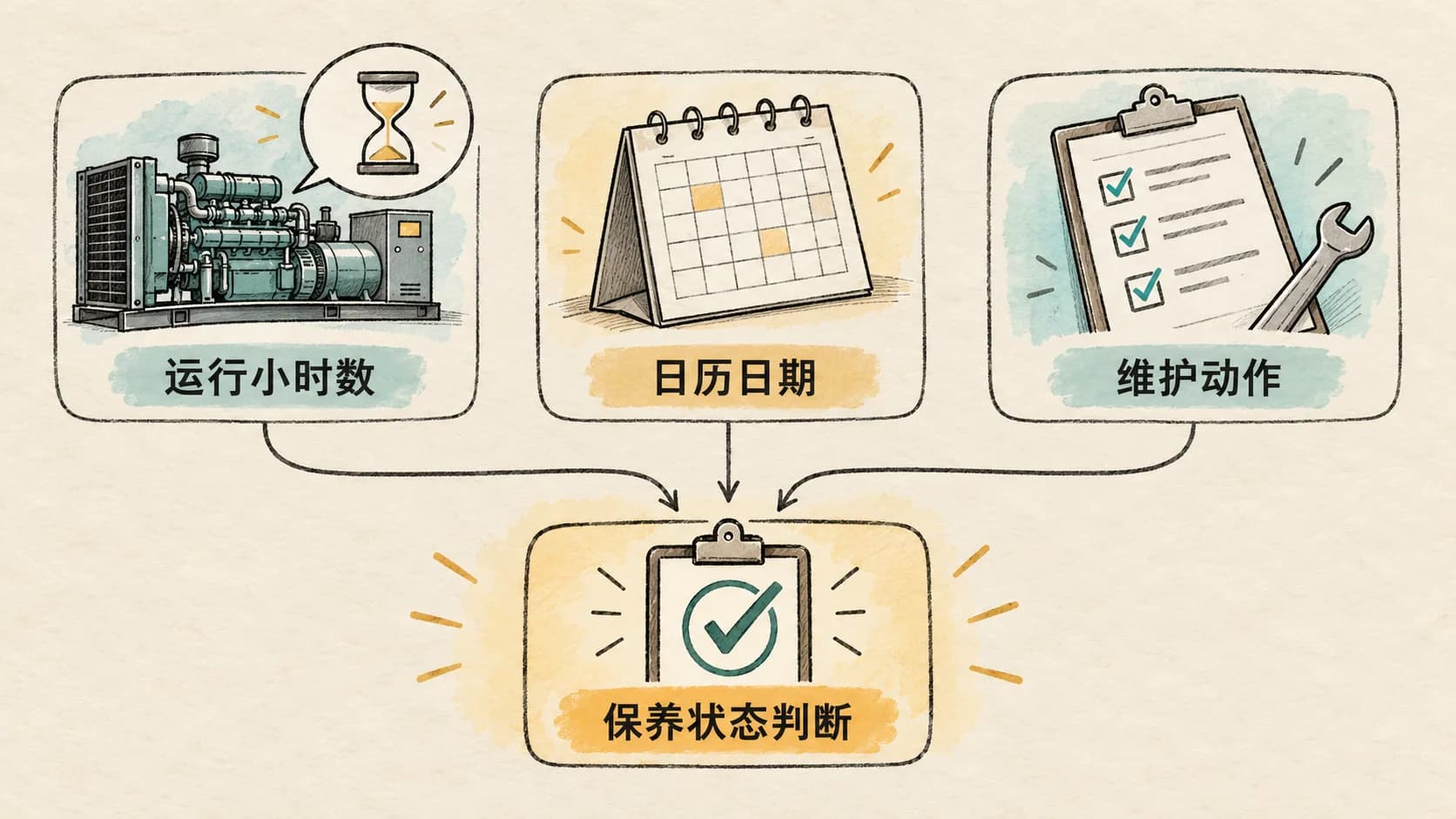 备用柴油发电机的保养记录：小时数、日历日期和维护动作为什么要一起留