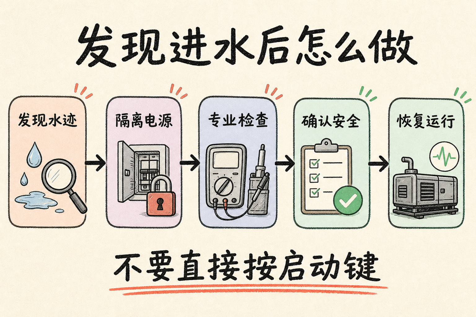 柴油发电机进水后的处理流程