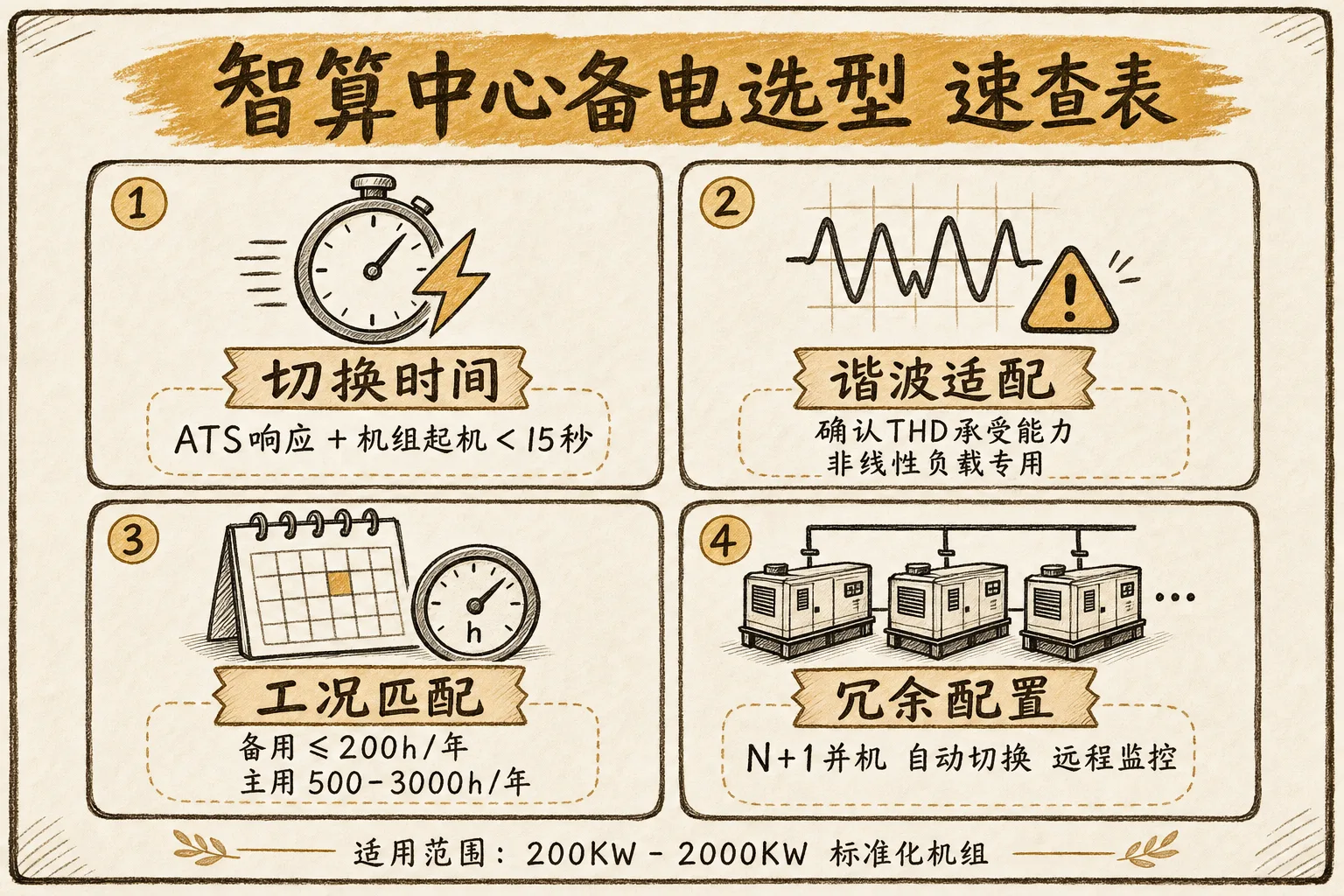 智算中心备用发电机选型速查表