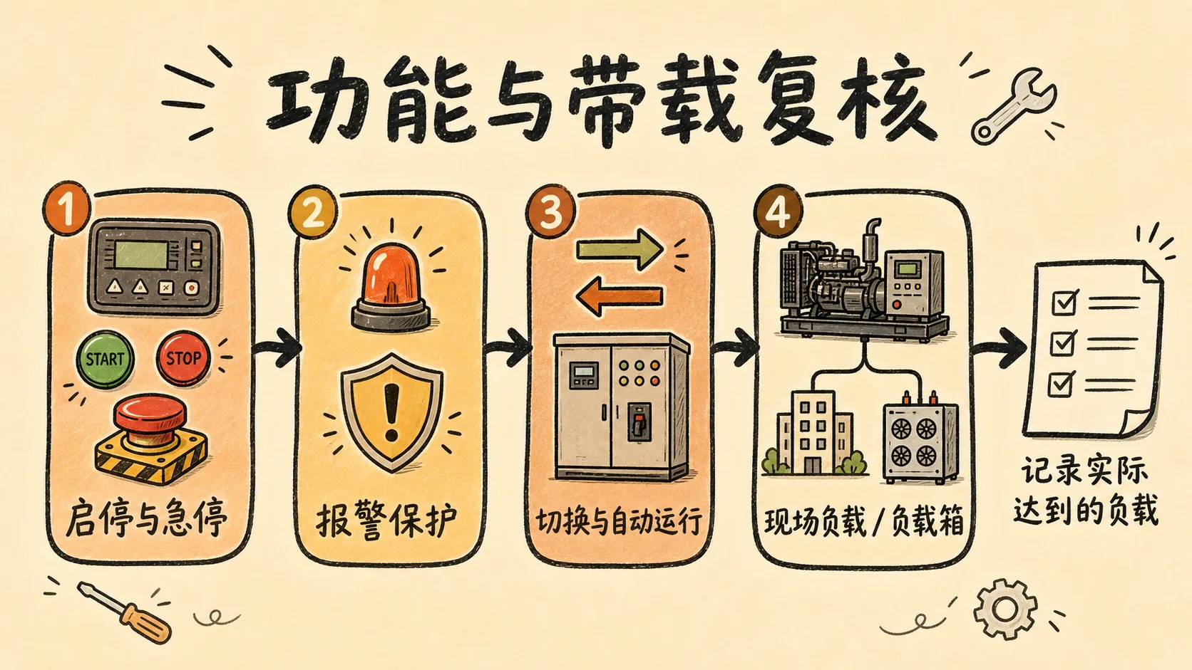 柴油发电机组功能与带载复核流程