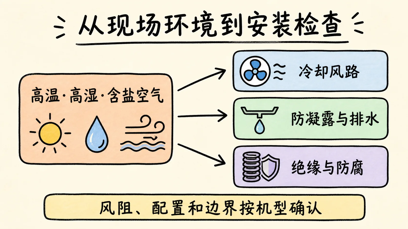 环境条件传导到机组检查项目的流程图