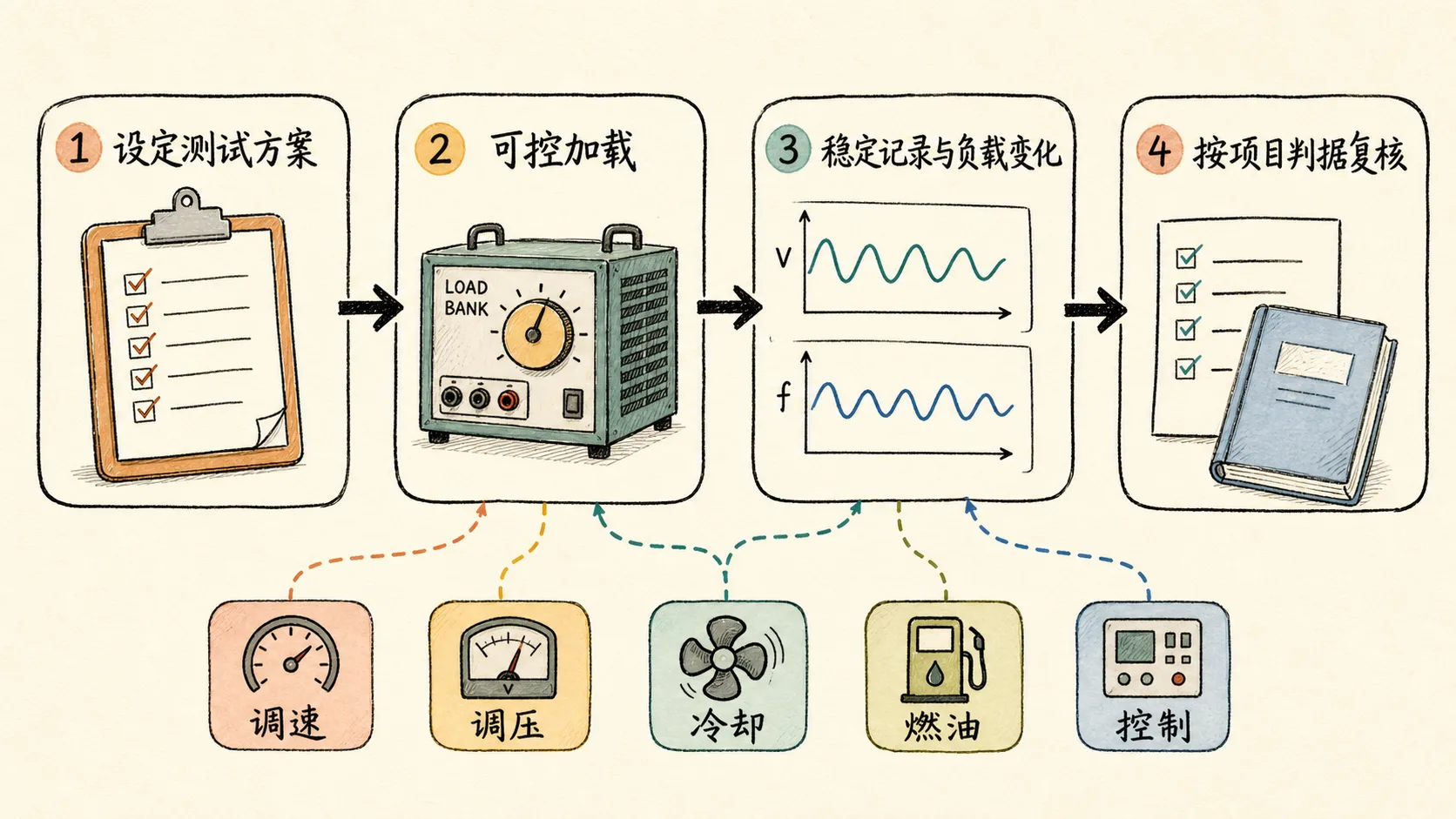 负载箱测试的加载、记录与复核过程