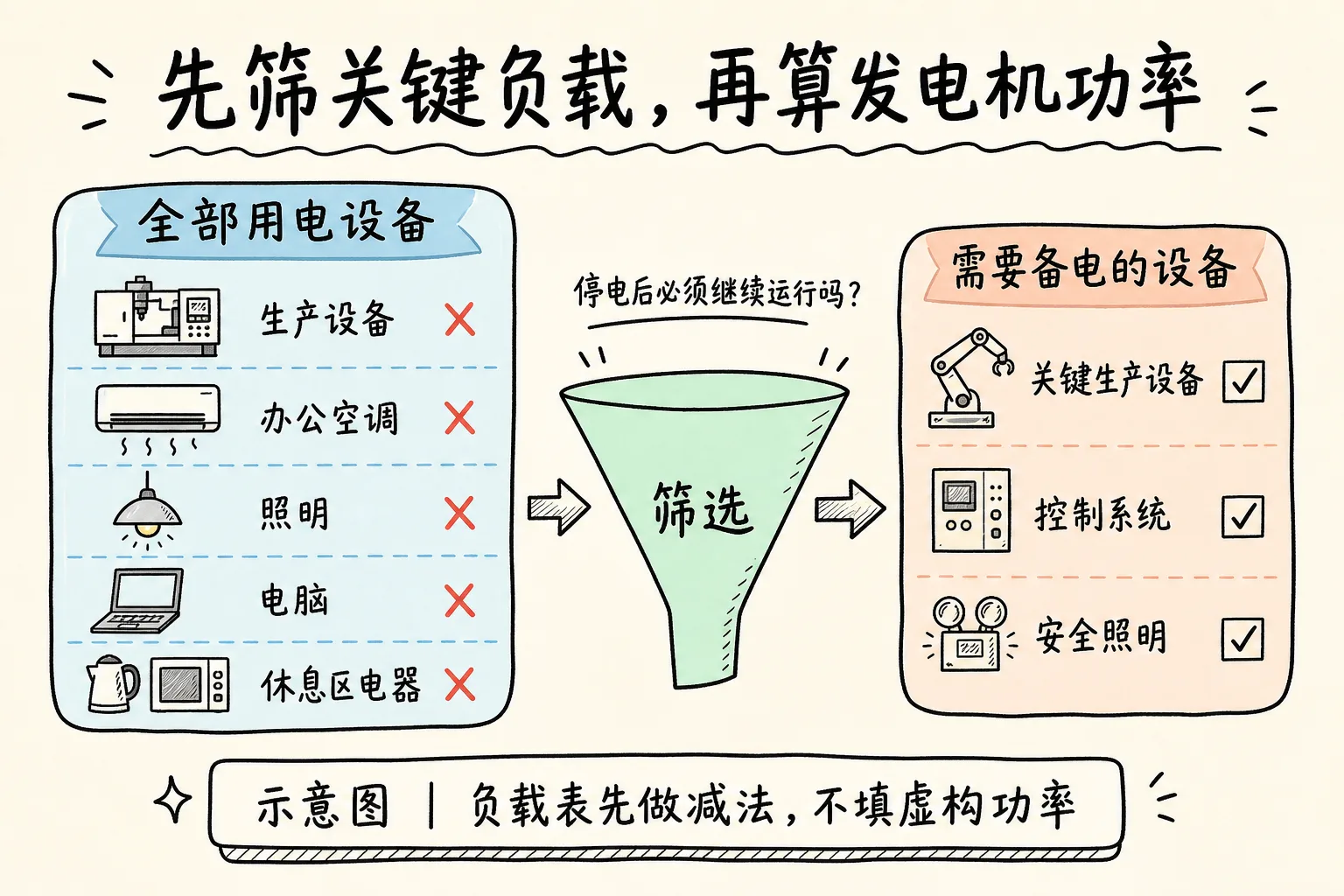 柴油发电机功率怎么算:为什么不能只加设备名牌上的千瓦