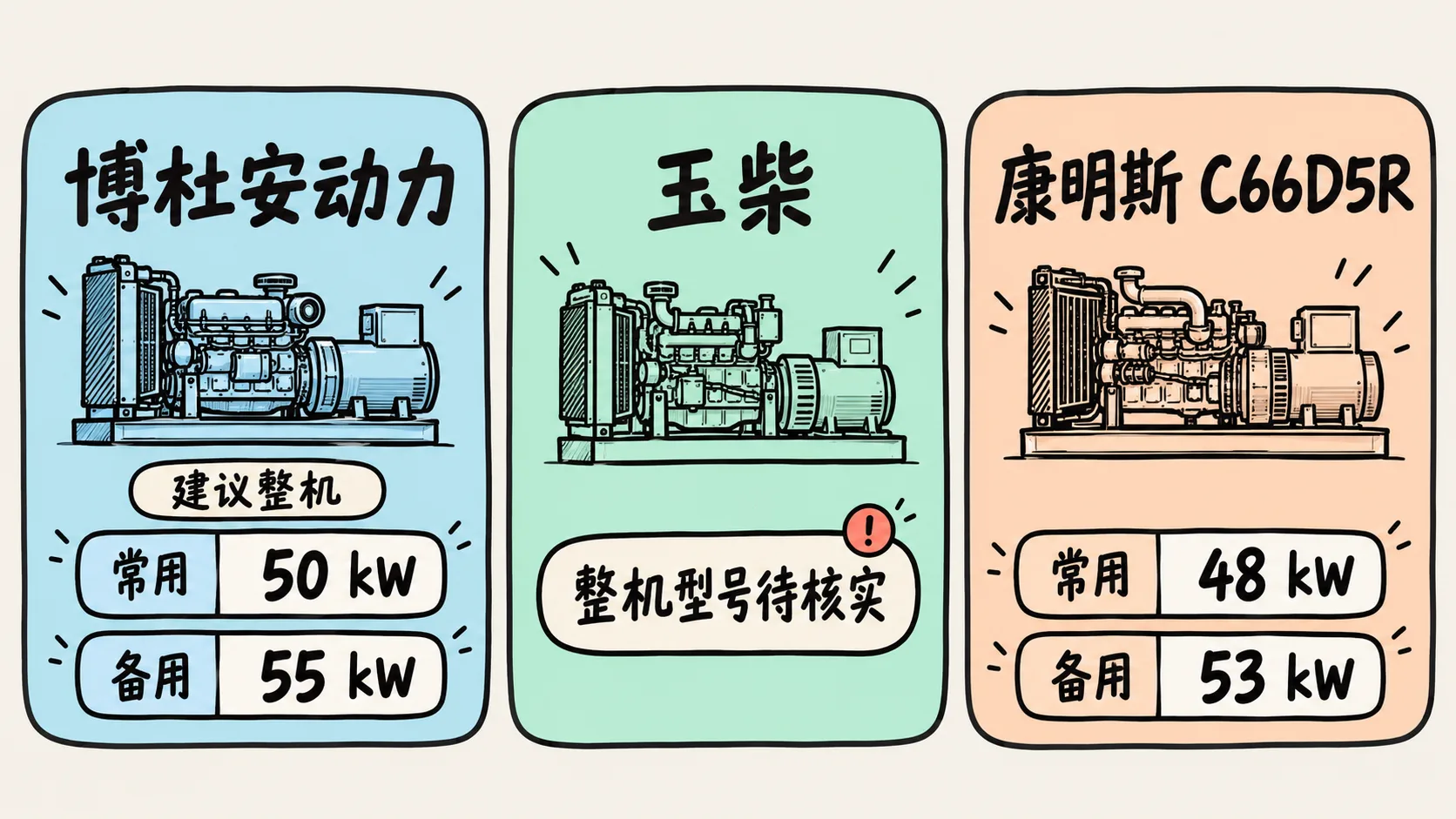 AI生成示意图：50 kW邻近功率档资料核对