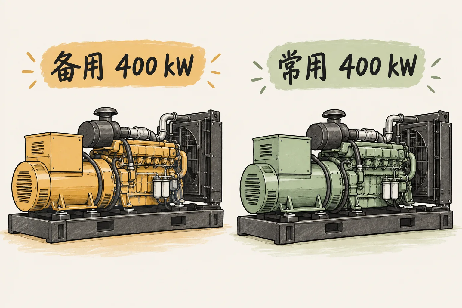 400 kW 柴油发电机组选型:为什么同一功率标称对应不同的额定工况