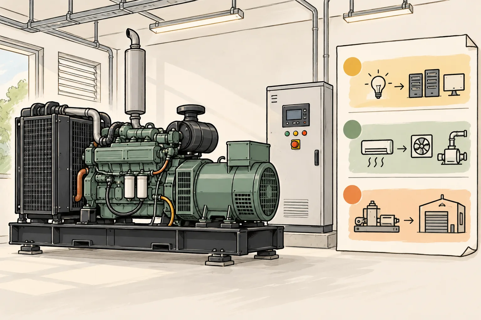 300 kW 柴油发电机组选型:从关键负载清单到分级恢复